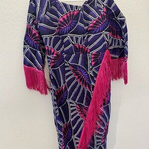 Elegant Pink and Purple Fringe Dress
